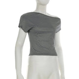 Striped Inclined Collar Crop Top Women | by Anwer Fancy | Worldwide Shipping