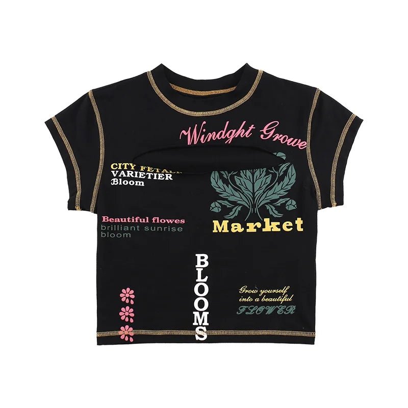 Women’s Graphic Hollow Out Crop Top | by Anwer Fancy | Worldwide Shipping