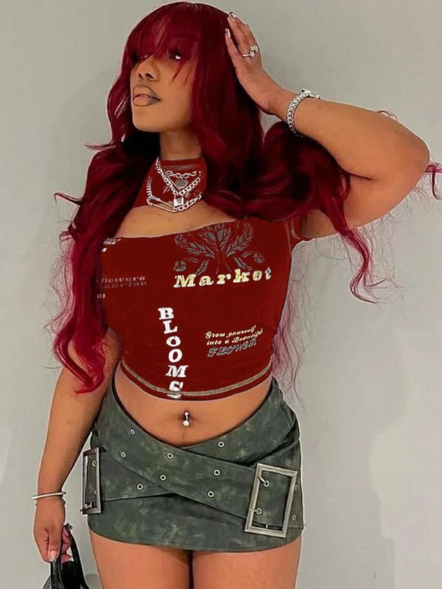 Women’s Graphic Hollow Out Crop Top | by Anwer Fancy | Worldwide Shipping