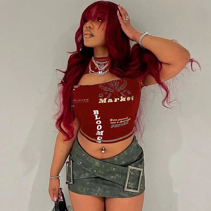 Women’s Graphic Hollow Out Crop Top | by Anwer Fancy | Worldwide Shipping